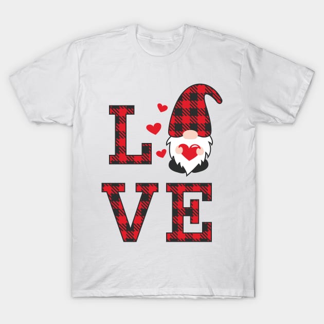 Love valentine, Valentine's Day ,Gnomes , Valentine, Valentine Gnomes,Valentine Shirt Design, Plaid heart,Plaid Gmome T-Shirt by maliGnom